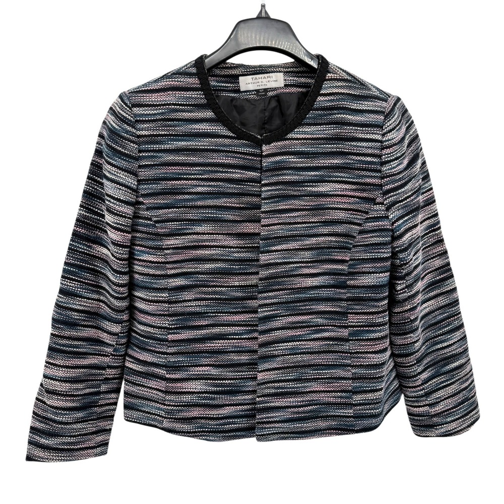 Tahari Arthur S Levine Womens‎ 16P Pre-owned Textured Collarless Blazer Jacket